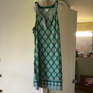 Magnolia Grace Teal and White Patterned Dress